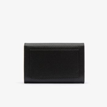 Lacoste Chantaco Matte Piqué Leather Snap Flap Wallet Dámské - Peněženka Černé | CZ-9ydZ2q